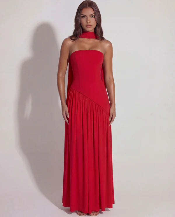 Vestido Aurora rojo corsé gasa – Cloe Paris