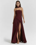 Vestido Aurora burdeos corsé gasa – Cloe Paris