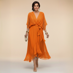 Monica | Vestido de chiffon con escote en V