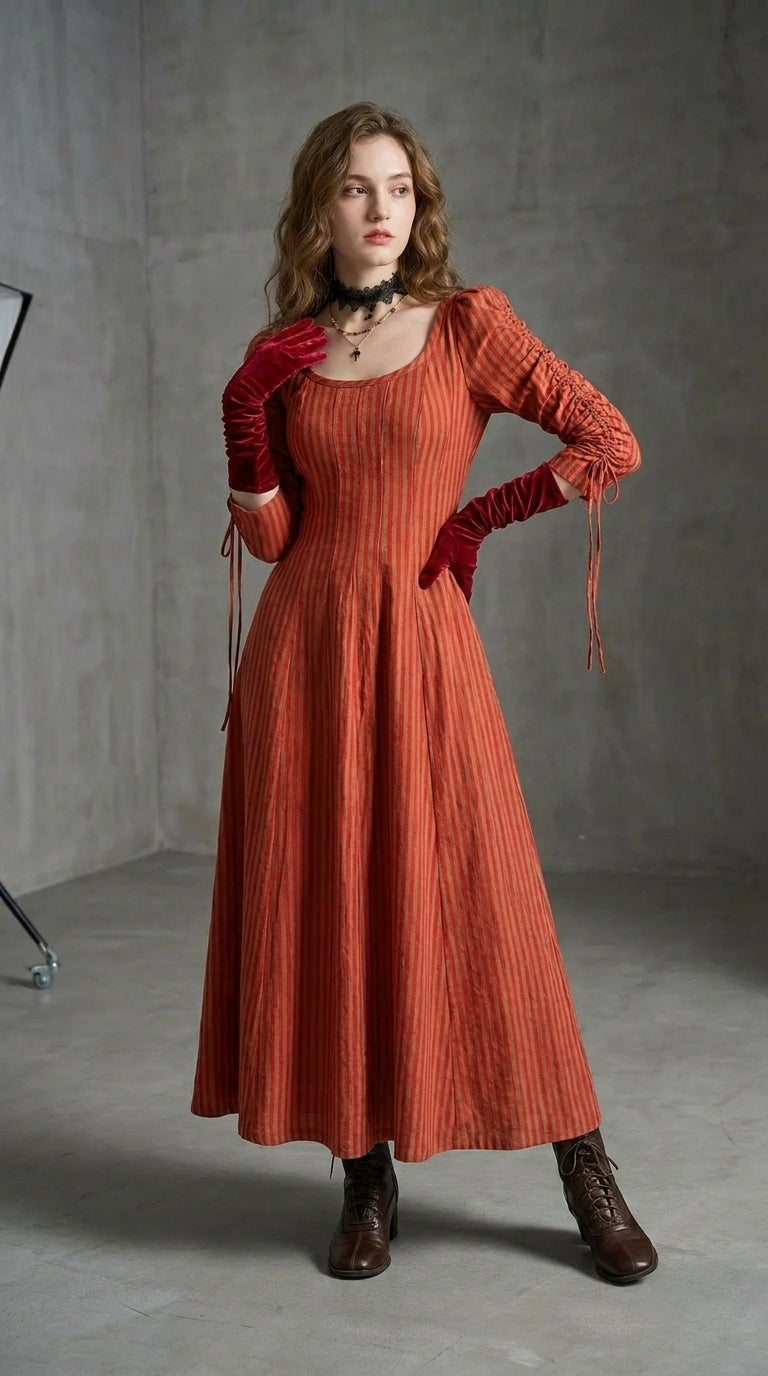 Vestido Catalina rayas vintage estilo cottagecore · Cloe Paris