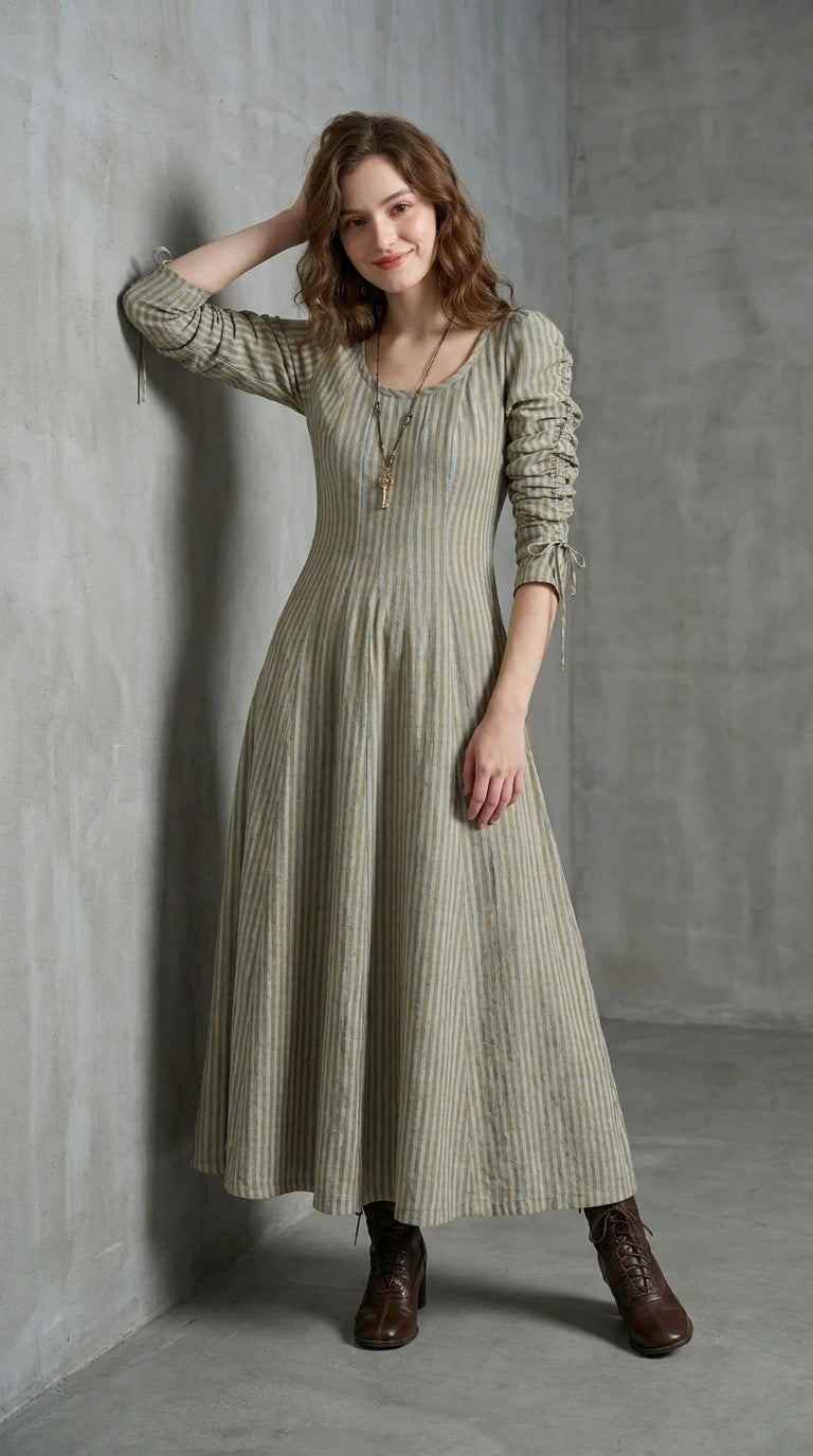 Vestido Catalina largo con vuelo manga larga · Cloe Paris