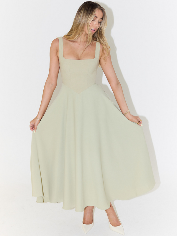 Melis | Vestido Midi con Escote Cuadrado