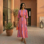 Vestido Kiki largo Riviera colores vivos verano – Cloe Paris