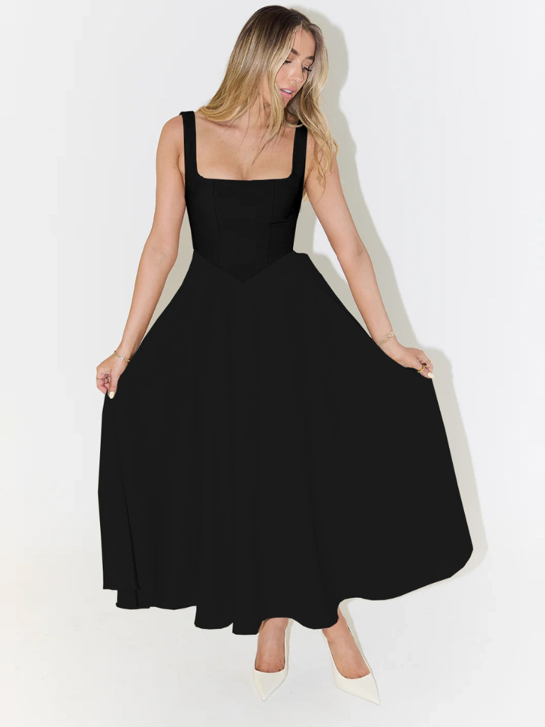 Melis | Vestido Midi con Escote Cuadrado