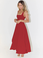 Vestido Melis rojo escote cuadrado – Cloe Paris