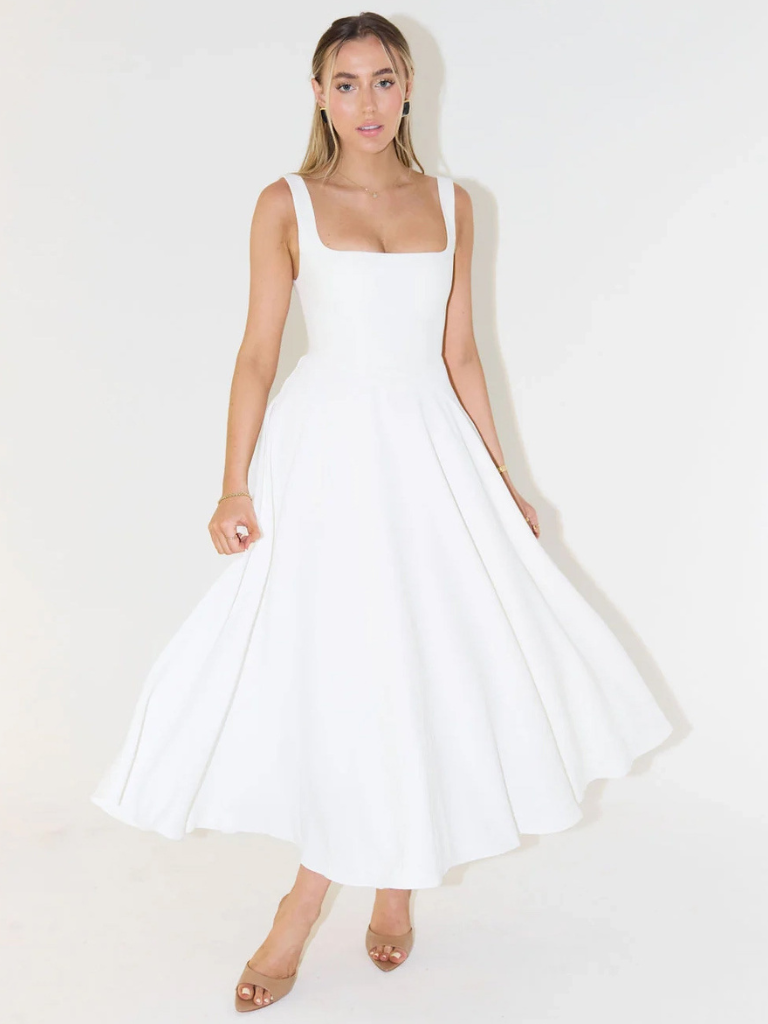 Melis | Vestido Midi con Escote Cuadrado