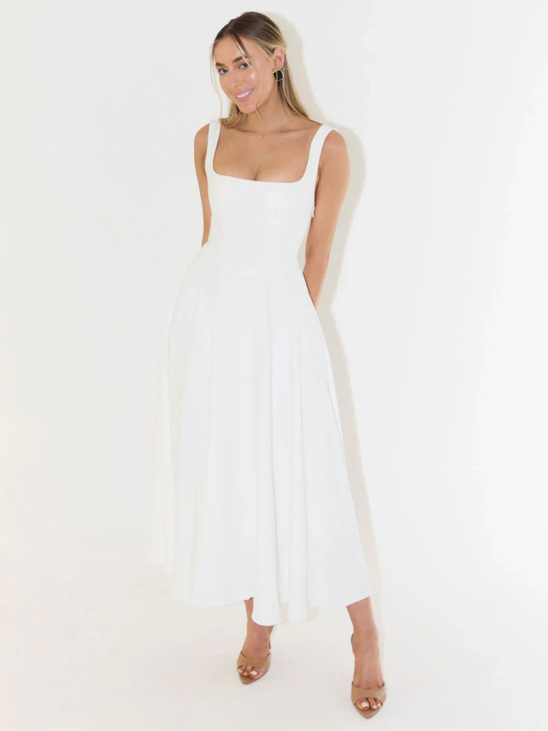 Melis | Vestido Midi con Escote Cuadrado