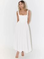 Melis | Vestido Midi con Escote Cuadrado