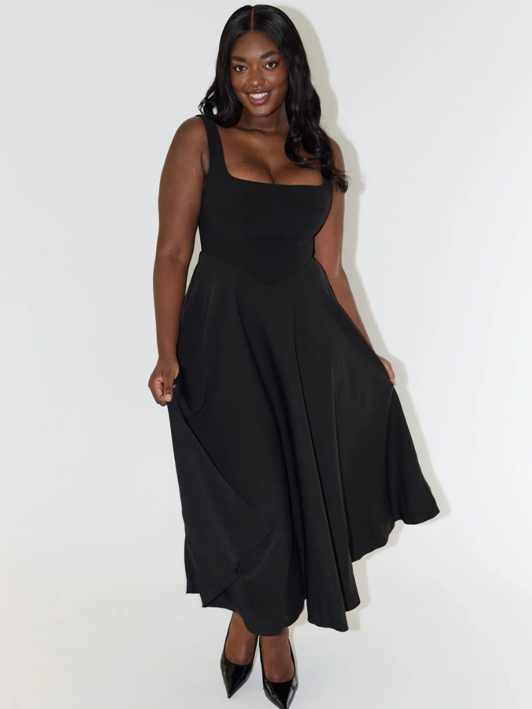 Melis | Vestido Midi con Escote Cuadrado