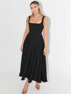 Vestido Melis negro escote cuadrado – Cloe Paris