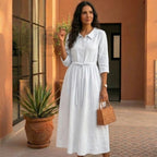 Vestido Paloma blanco lino verano mujer – Cloe Paris