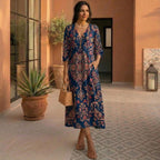 Vestido Leire largo étnico bohemio escote V – Cloe Paris