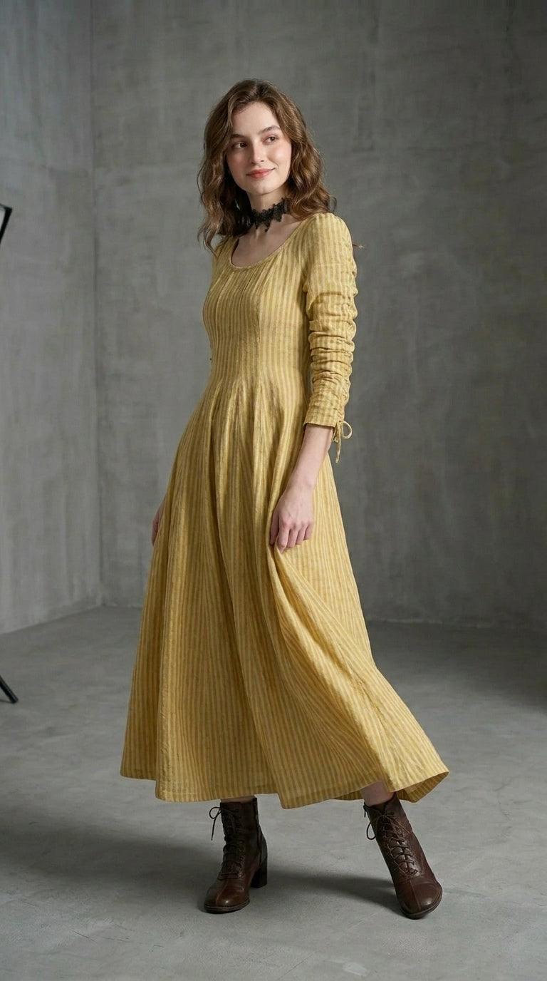 Vestido Catalina detalle escote redondo manga abullonada · Cloe Paris